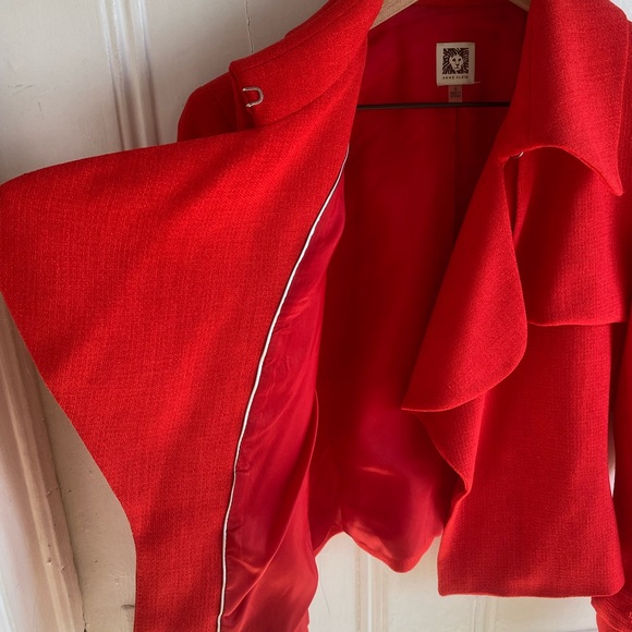 Anne Klein Short Trench Crepe
Drapey Front Jacket Memling Red
Women Size… - Picture 7 of 16
